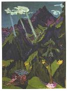 Ernst Ludwig Kirchner Landscape in Graubunder with sun rays oil painting